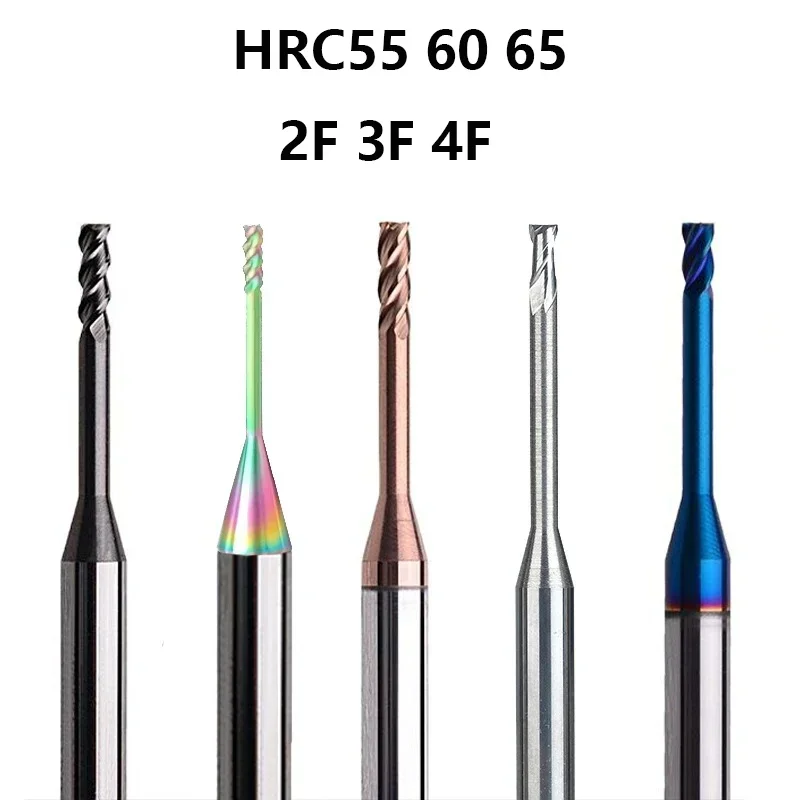 HRC55 60 65 Deep Groove Milling Cutter Mini Long Neck End Mill  Carbide CNC Tool 2/3/4/6/8/10/12/16/20/25 Lengthened Deep Hole