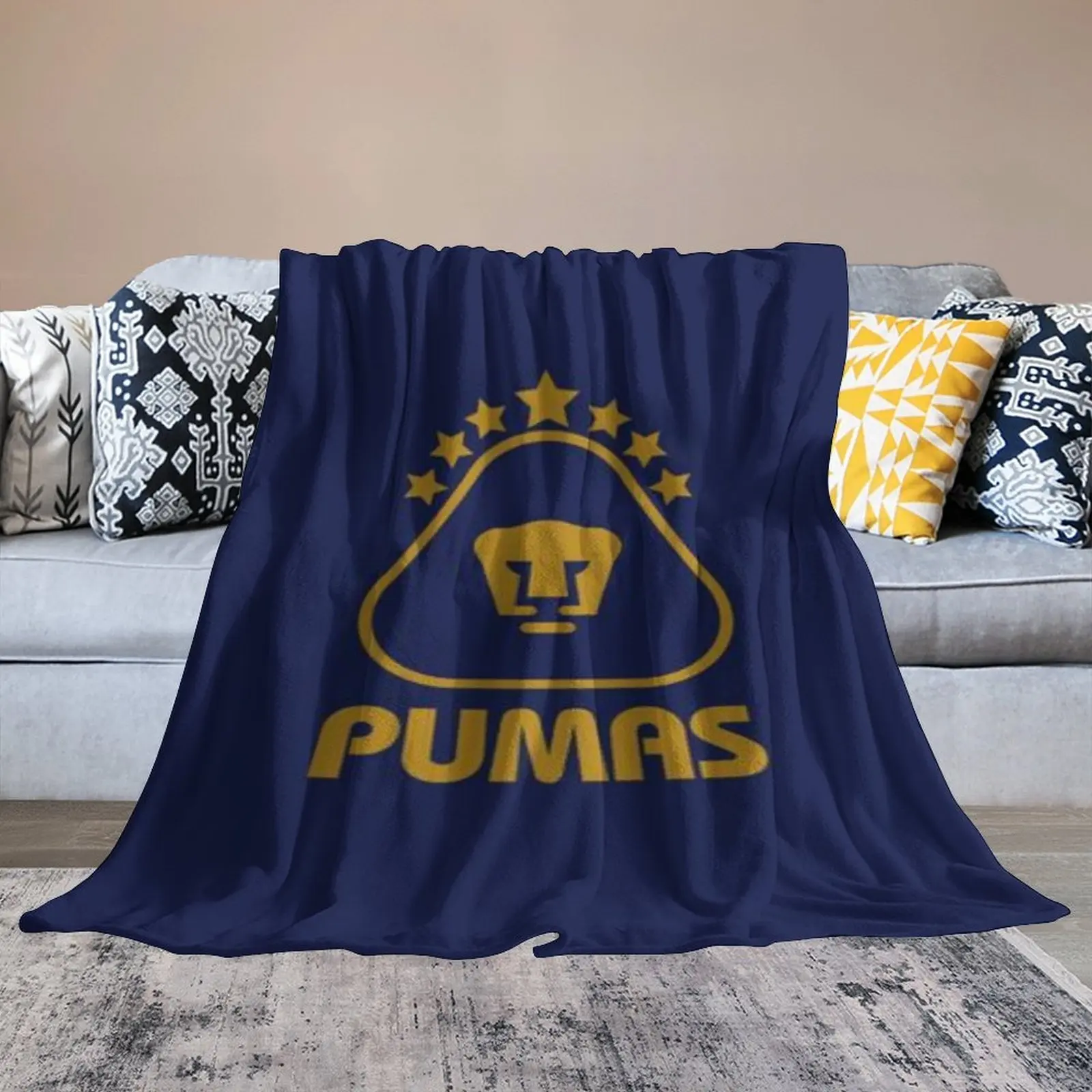 

Mexico Pumas UNAM Throw Blanket Sofa Couch Cover Soft Cozy Microfiber Flannel Huggl Quilts Bed Blankets Decoration Gifts