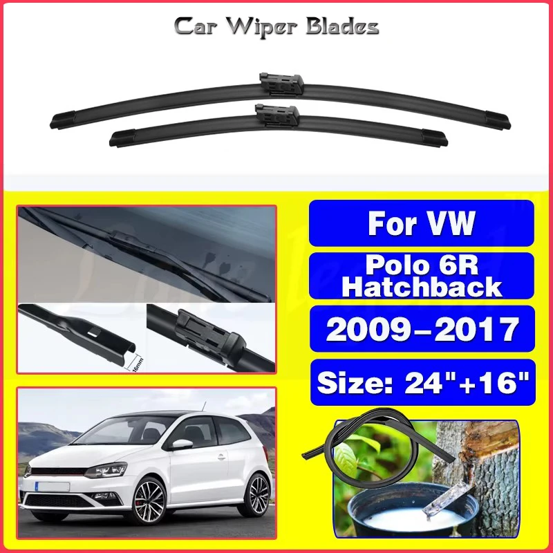 

Wiper Front Wiper Blades For VW POLO 6R Hatchback 2009-2017 2010 2011 2012 2013 2014 Windshield Windscreen Front Window 24"+16"