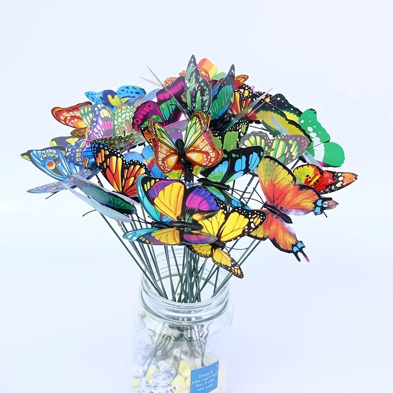 Glow-In-The-Dark 7.5cm Simulated Butterfly Colorful Butterfly Stakes, 3D Artificial Butterfly Decor, Garden & Patio Decor,