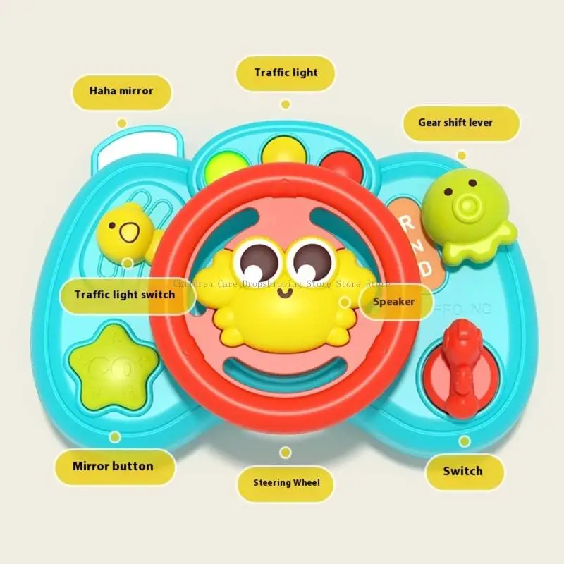 Toddler Learning Toy Cartoon Theme Wheel Toy avec des boutons sonores interactifs une lumière clignotante pour maternelle