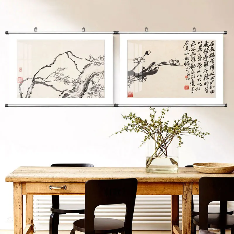 Teahouse Decor Chinese Famous Canvas Painting Qi Baishi Fruit Peach Zen Wall Art Poster Picture Print Office Living Room Home