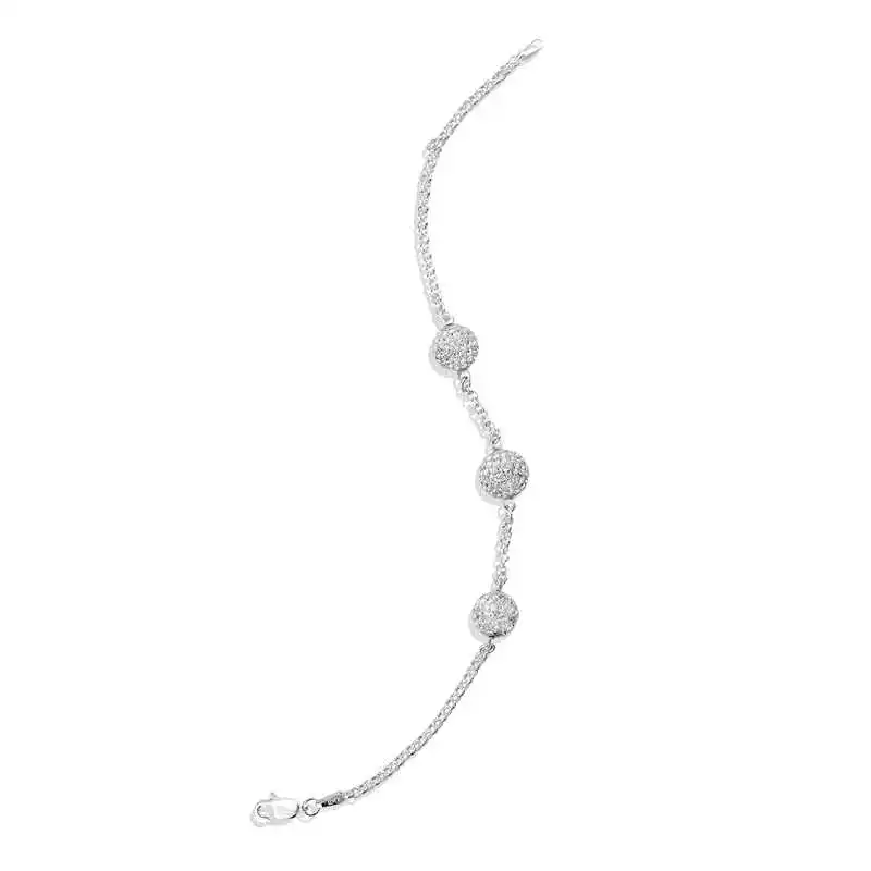 Sterling Silver Three Ball Women's Bracelet 925 Sterling Jewelry Wedding Party Birthday Gift - Box -for-Laides-fashion