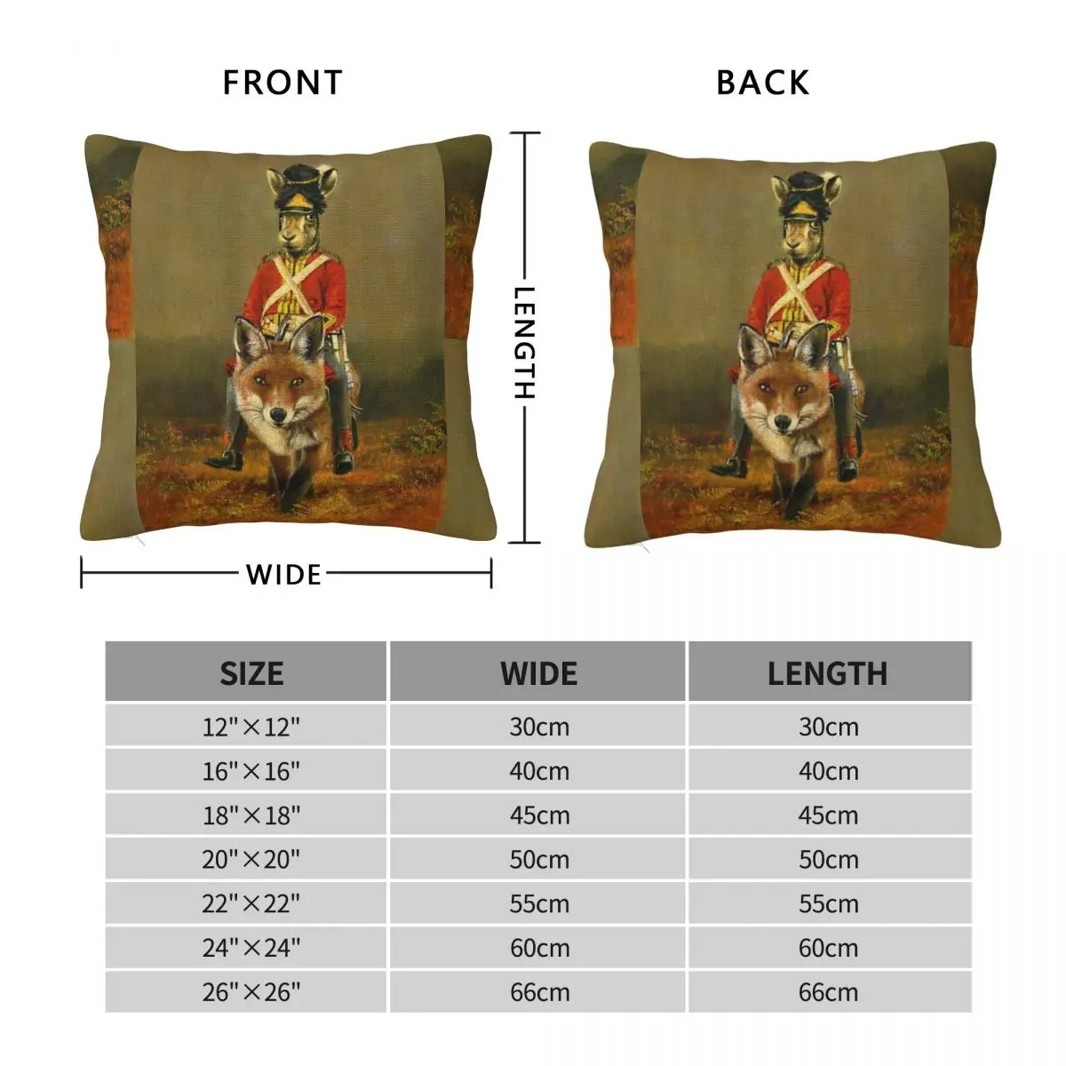 Hare And Fox Cavalry Square Pillowcase Polyester Linen Velvet Creative Zip Decorative Throw Pillow Case Home Cushion Cover 18