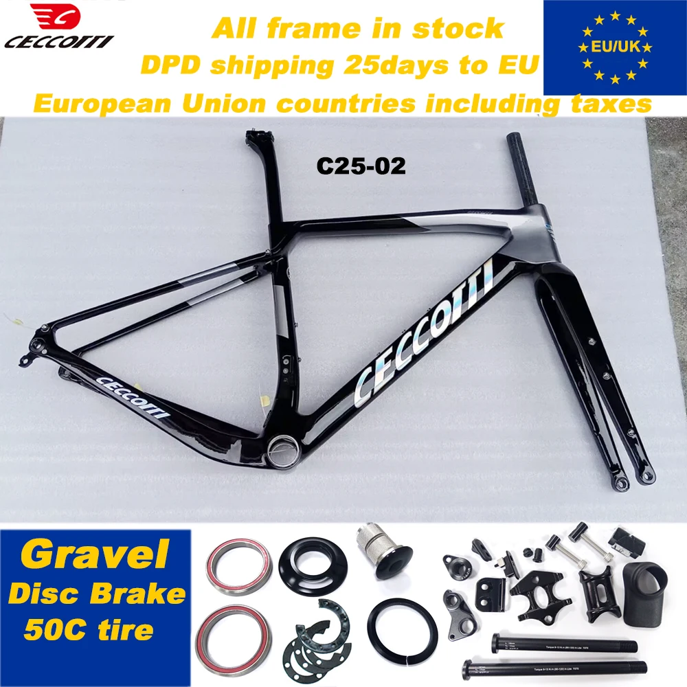 

Бренд CECCOTTI Gravel Bike T1000, полностью карбоновая рама дискового тормоза, быстрая доставка DPD, доставка в ЕС, Великобританию, США