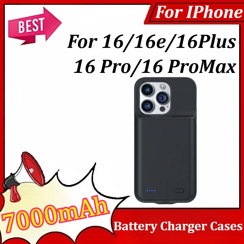 

7000mAh Battery Charger Cases for IPhone 16/16e/16Plus/16 Pro/16 ProMax Portable Power Bank
