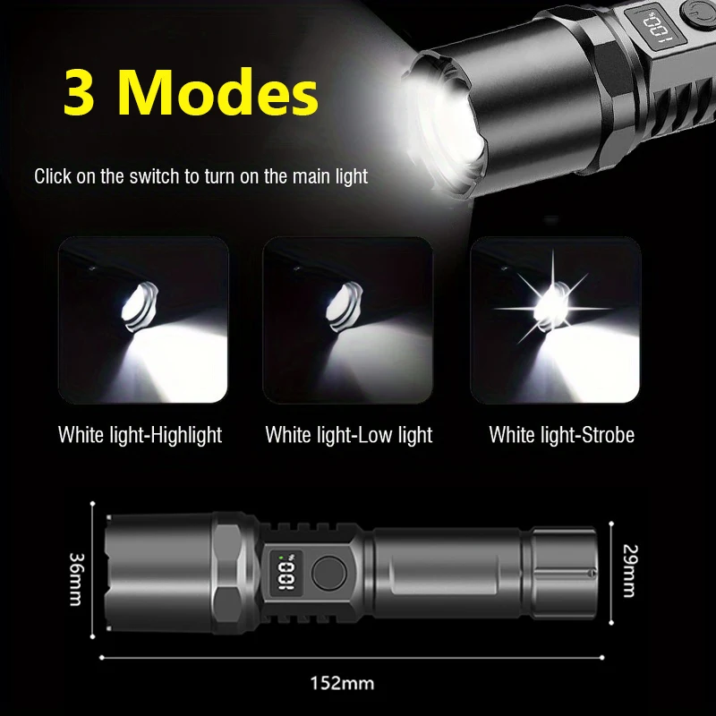 High Power Flashlight Type C Rechargeable Led Flashlight Powerful Torch Light for Camping Hiking Flash Light