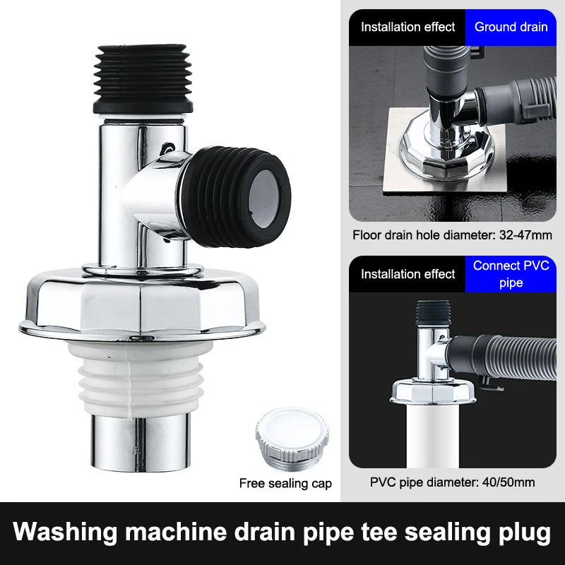 Downpipe Washing Machine Deodorant Three Head Through Drain Pipe Floor Drain Special Joint Deodorant Overflow Three-way Shunt