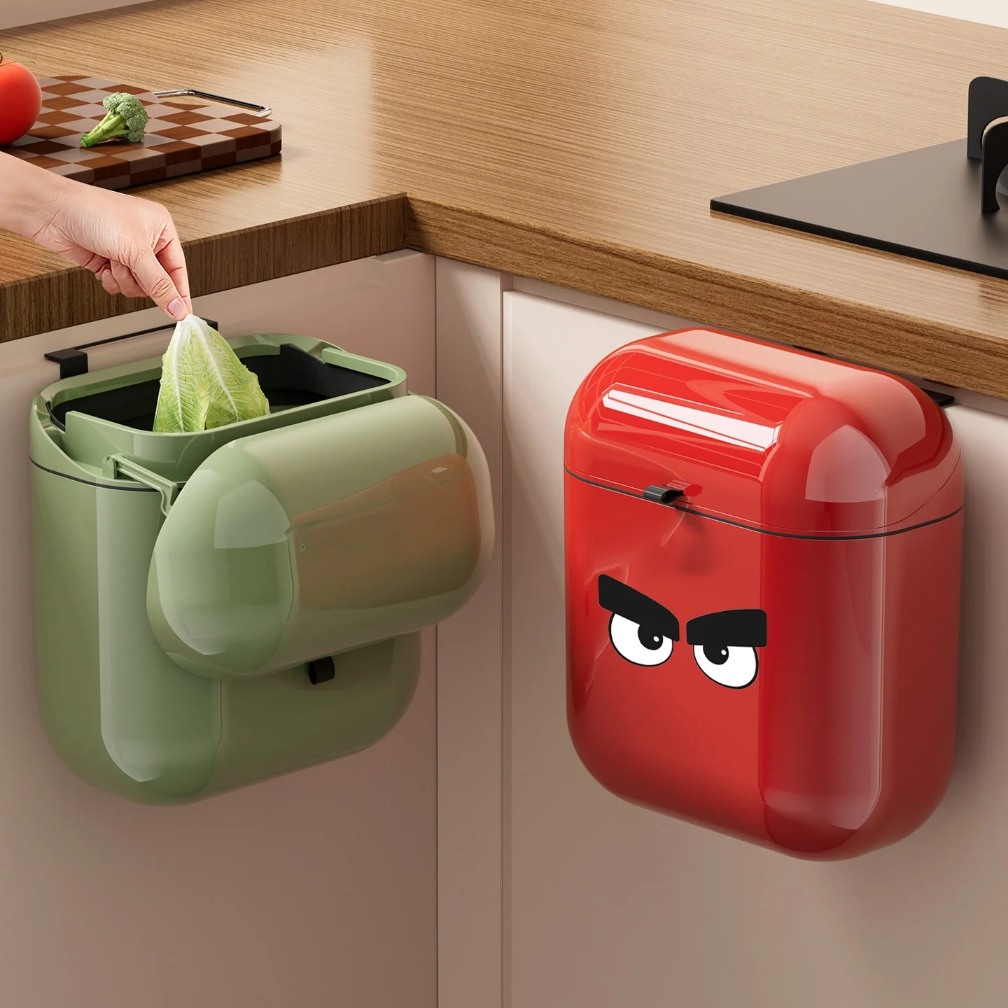 

Большой настенный кухонный мусорный бак объемом 2 л с крышкой для гостиной и ванной комнаты, для домашнего использования, прямоугольный, удлиненный.