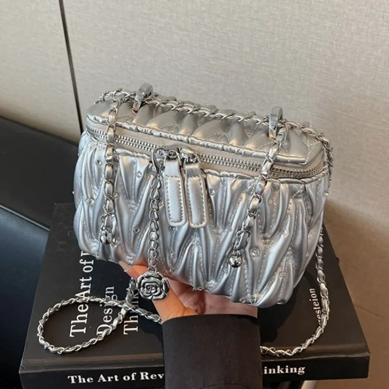 

Уникальная сумка для подмышек, стеганая текстура, тканая текстура почвы, сумка через плечо с цепочкой, женская сумка для повседневного использования