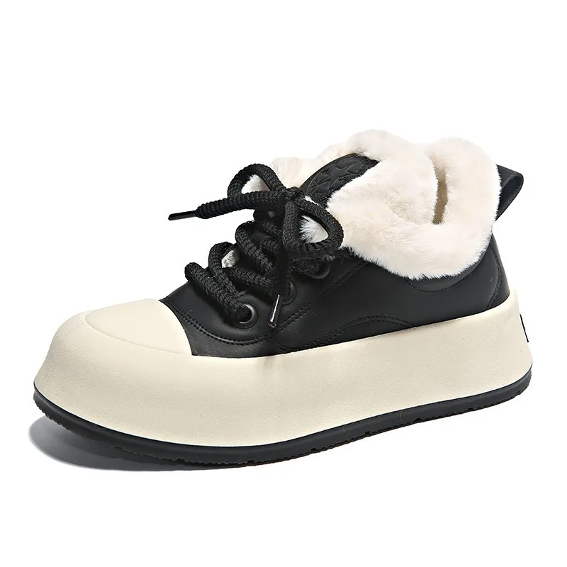 New winter European Station Fleece-lined Warm Cotton Shoes Explosive Thick Bottom Casual Women's Shoes Rubber Upper