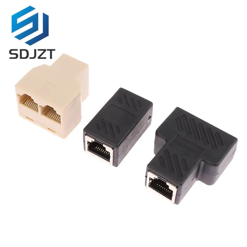 Cabo Ethernet Rede Splitter, Conector RJ45 8Pin, 1 a 2 Way Acoplador LAN, Cat5 Cate6 Interface, Adaptador Extensor