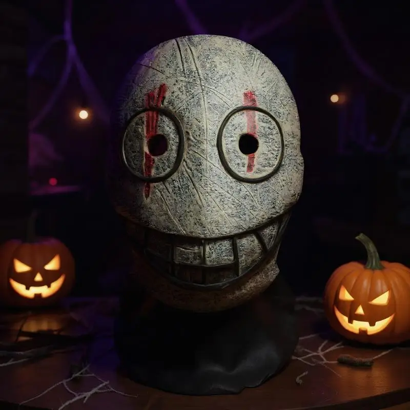 Halloween Ghost 3D-geprint masker, rekbaar mesh volledig hoofdaccessoire, leuke horror cosplay party Halloween