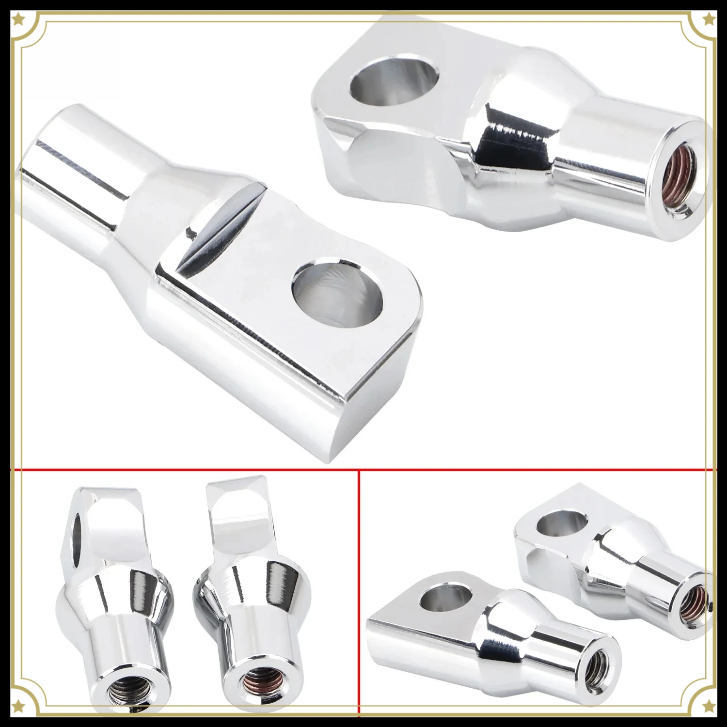 2X Motorcycle For Harley Chrome Plated Aluminum Footrests Foot Pegs Male Mount Adapter Softail Deluxe FLSTN Electra Street Glide