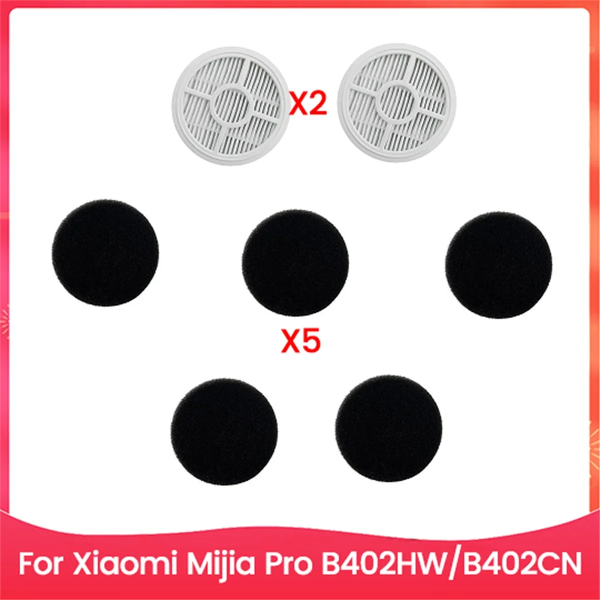 7PCS กรองและชุดฟองน้ําสําหรับ Xiaomi Mijia Pro B402HW B402CN กําจัดไรเครื่องดูดฝุ่นอุปกรณ์เสริม