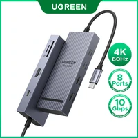 UGREEN USB HUB 8 en 1 tipo C a 4K60Hz HDMI USB3.2 10Gbps USB-A/C SD y TF 170 MB/s para MacBook accesorios para portátiles Dell HP Docking