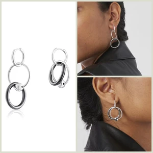 Spanisch Bären Silber und dunkle Doppel -Hoop -Ohrringe für Frauen, silberne Schmuck, hochwertiges Geschenk, kostenloser Versand 6 Hauptverkäufe Bär tous Joia - №3