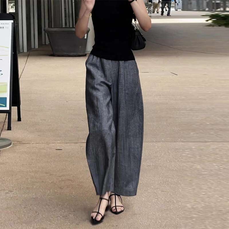 Loose Wide Leg Casual Pants Summer plus Size Comfortable Lazy Women's Jeans High Waist Straight Cut for Heavy MM up to 200 Po... 5