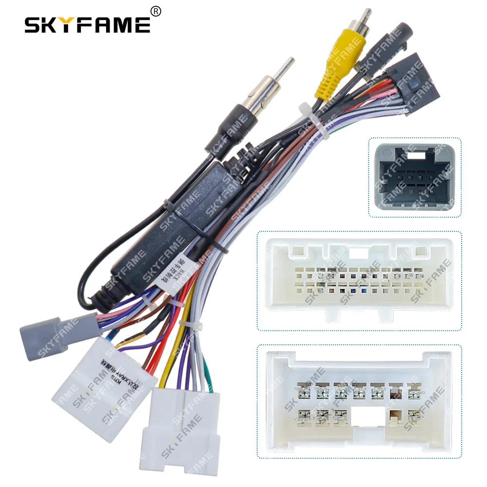 SKYFAME Car 16pin Wiring Harness Adapter With Rectifier Android Radio Power Cable For Lada Xray