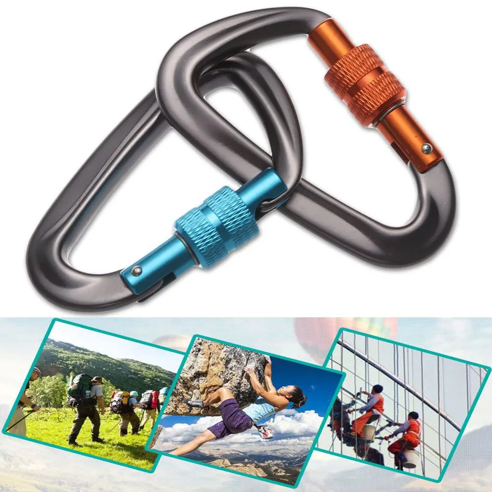 81*46.6mm Climbing Equipment D Shape Climbing Carabiner Professional Climbing Buckle Security Safety Locks Quickdraws Lock image 3