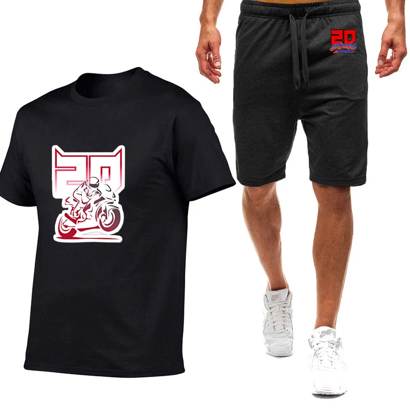 

2026 Fabio Quartararo Motorcycle Rider Print Summer Men's New Nine Color Short-sleeved Set Premium Cotton T-shirt + Shorts Suit