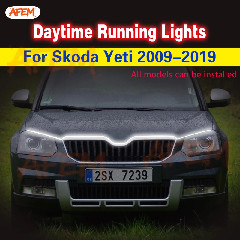 1 Uds luces LED de circulación diurna para Skoda Yeti 2009-2019 lámparas DLR faro luz diurna lámparas de ambiente decorativas para coche DRL 12v