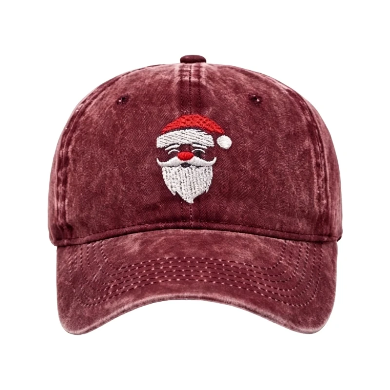 Holiday Baseball Cap with Santa Embroidery, Cotton Fabric, and Front Panel Detail for Holiday Outfits and Photo Use