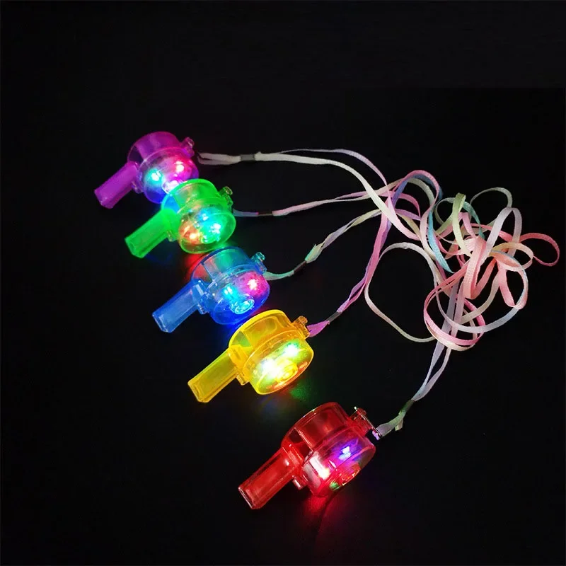 24Pack Bulk Party Supplies LED Light Up Whistles with Lanyard Necklace Glow In The Dark Fun Birthday Toys    Wedding Festival