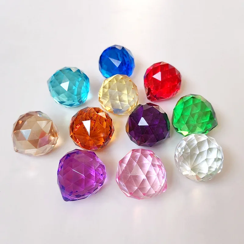 15mm-40mm All Colors Crystal Glass Faceted Balls For Chandeliers Shinning Prism Lighting Parts For Sale