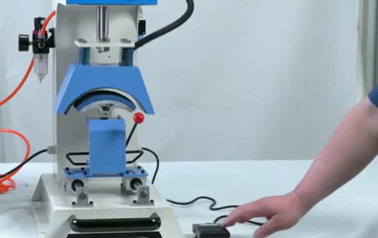4in1 Pneumatic Hot Stamping Machine Heat Press/Heat Transfer Embossing Device Label Printer 230x100mm for Hat Cap T Shirt Logo