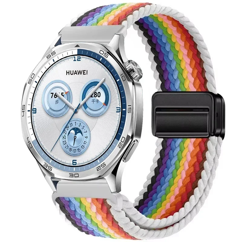 22mm 20mm 編み込みナイロンストラップ Huawei Watch GT5-4-3-2 Pro 46mm用 Redmi Watch 5Active/Lite用 マグネット式リストバンド Amazfit GTR4用
