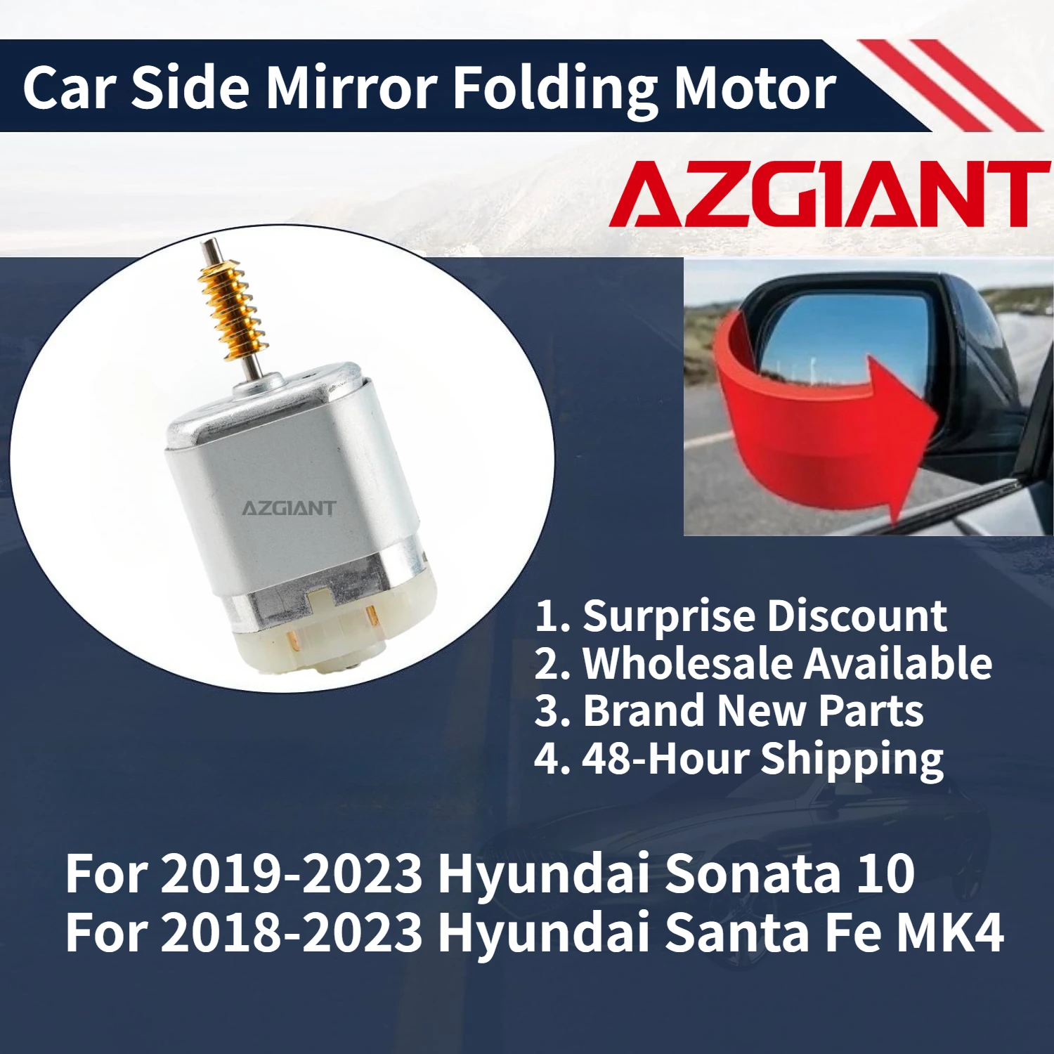 

For 2019-2023 Hyundai Sonata 10/Santa Fe MK4 AZGIANT Car Side Mirror Folding Motor New replacement auto parts OEM 1020722