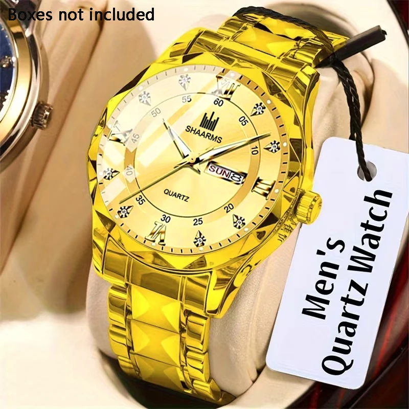 New men's fashionable quartz watch with square dial, perfect for daily commuting and a wedding gift for friends