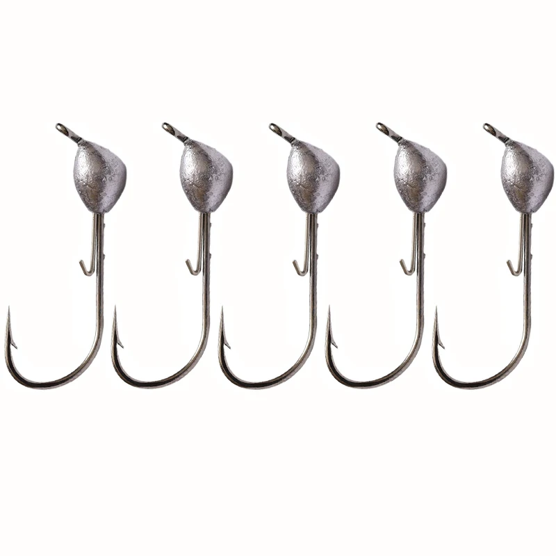 

5pcs/lot Jig Head Fishing Hook 0.7g 1g 1.8g 2.5g 3.5g 5g Crank Jig Head Fishhook Soft Worm Jig Hook for Fishing