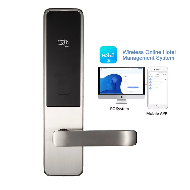 

304 Stainless Steel High Quality Hotel Lock RFID, Electronic Wifi BLE Smart App Hotel Door Lock System for 5 Star Hotels