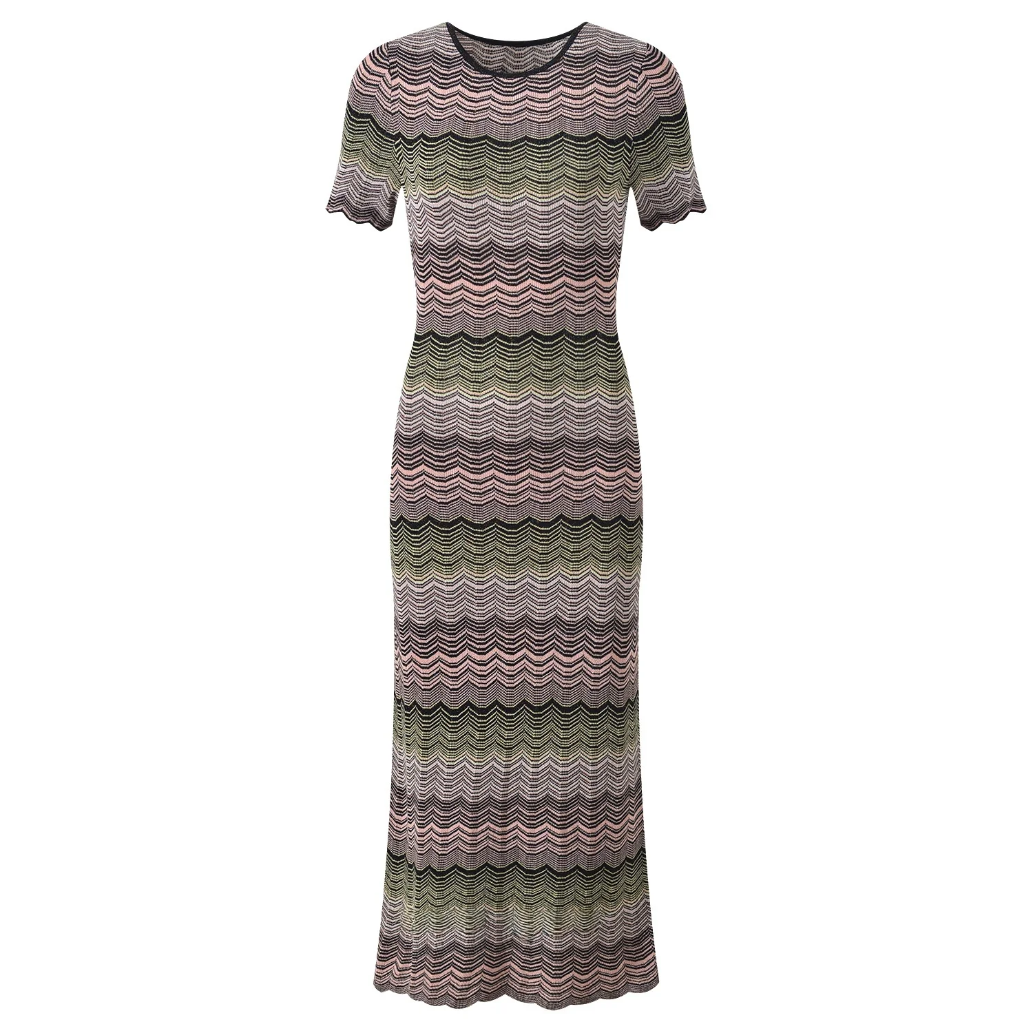 

Ele Slim Fit Long Knitted Dr Spring Summer New Sle round Ne ort Sve Color Blo Wave Pattern Commute Sle Wo...