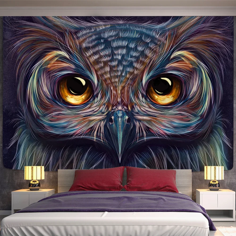 Owl Animal Tapestry Wall Hanging Witchcraft Boho Decoration Home Decor Colorful Owl Pattern