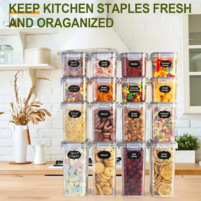 15-Piece Square Modern Food Storage Tank Set Sealed Plastic Container Environmentally Friendly and Durable Perspective