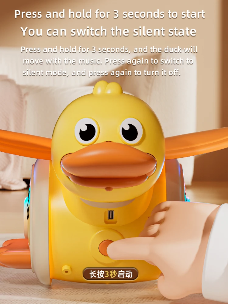 1pc guias de pato engraçados bebê para aprender rastejando animal de estimação elétrico com som e luz orientação de engatinhar para o presente de natal de ano novo