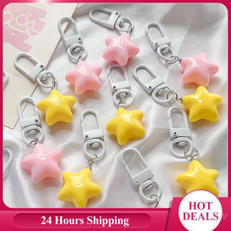 Star Keychain Charming 6.6g Handmade Cream Star Keychain Five-pointed Star Pendant Demand Best Selling Girl's Drape Lovely Metal