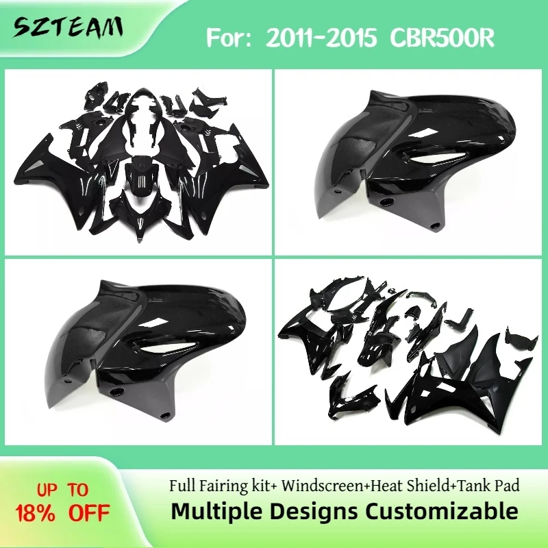 For Honda CBR500R 2011 2012 2013 2014 2015 Motorcycle Fairings CBR 500R 11 12 13 14 15 ABS Bodywork Fairing Kit Birght Black Pro