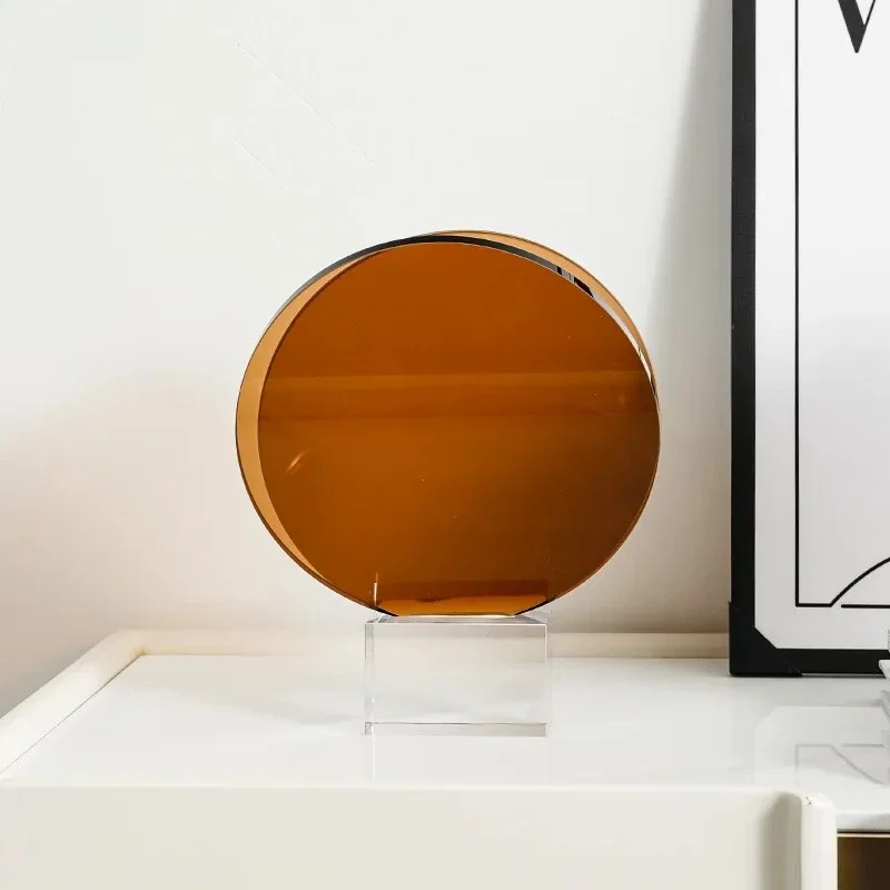 2026 Unique Amber Colored Bookshelf File Book Organizer Shelves Magazine Racks Crystal Base Transparent Book Holder Room Aesthet