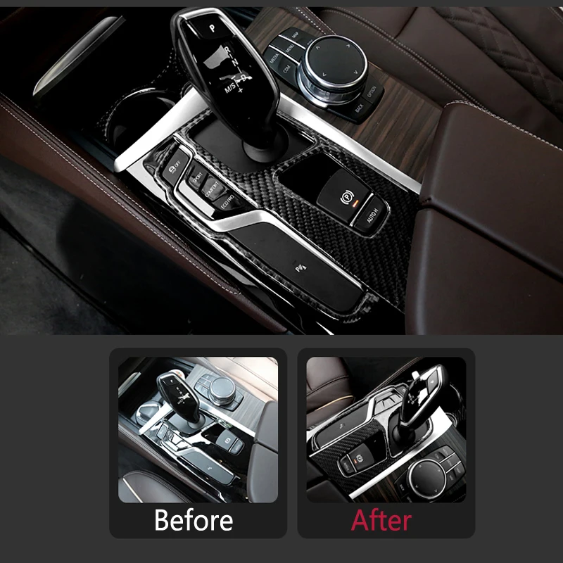 

For BMW 5 Series G30 6GT G32 Accessories Carbon Fiber Protector Sticker Gear Shift Buttons Panel Cover Interior Trim Car Styling