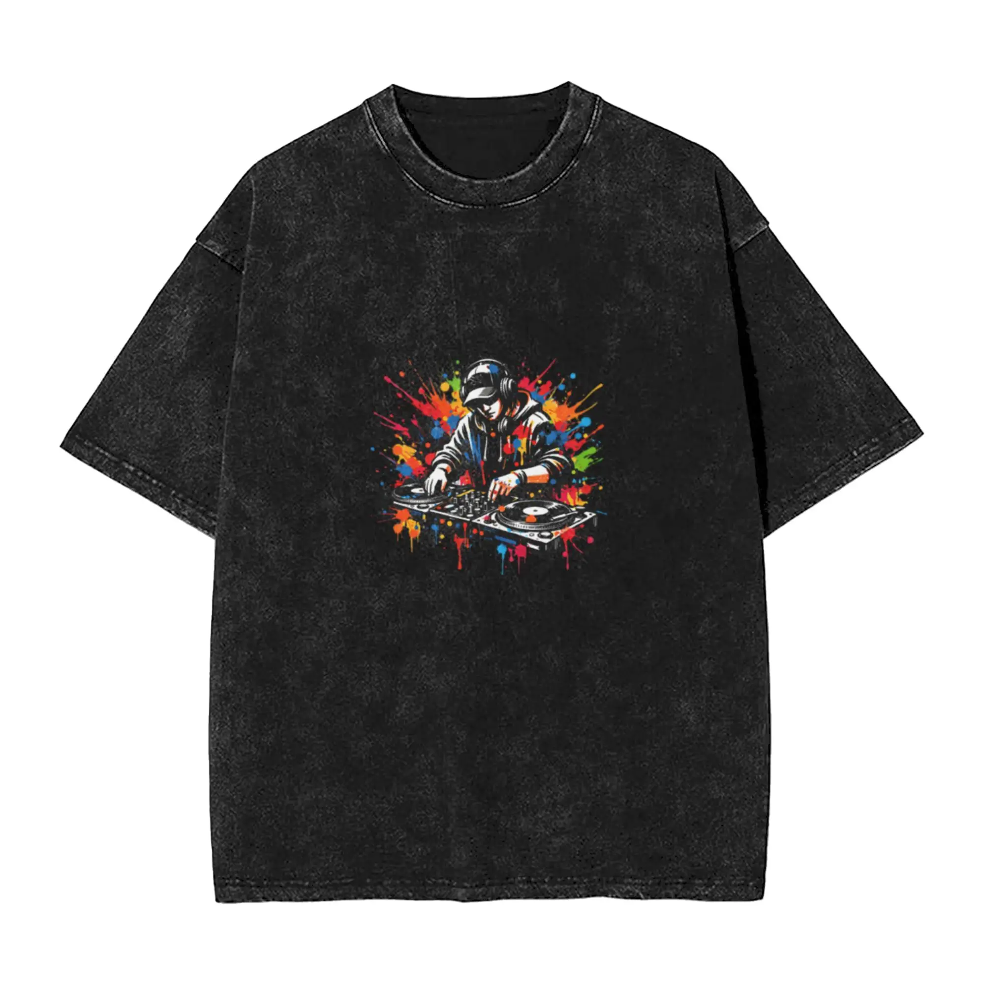 I LOVE MUSIC Classic Chic A Washed T Shirt Men's Women's Oversized Cotton Tees Tops