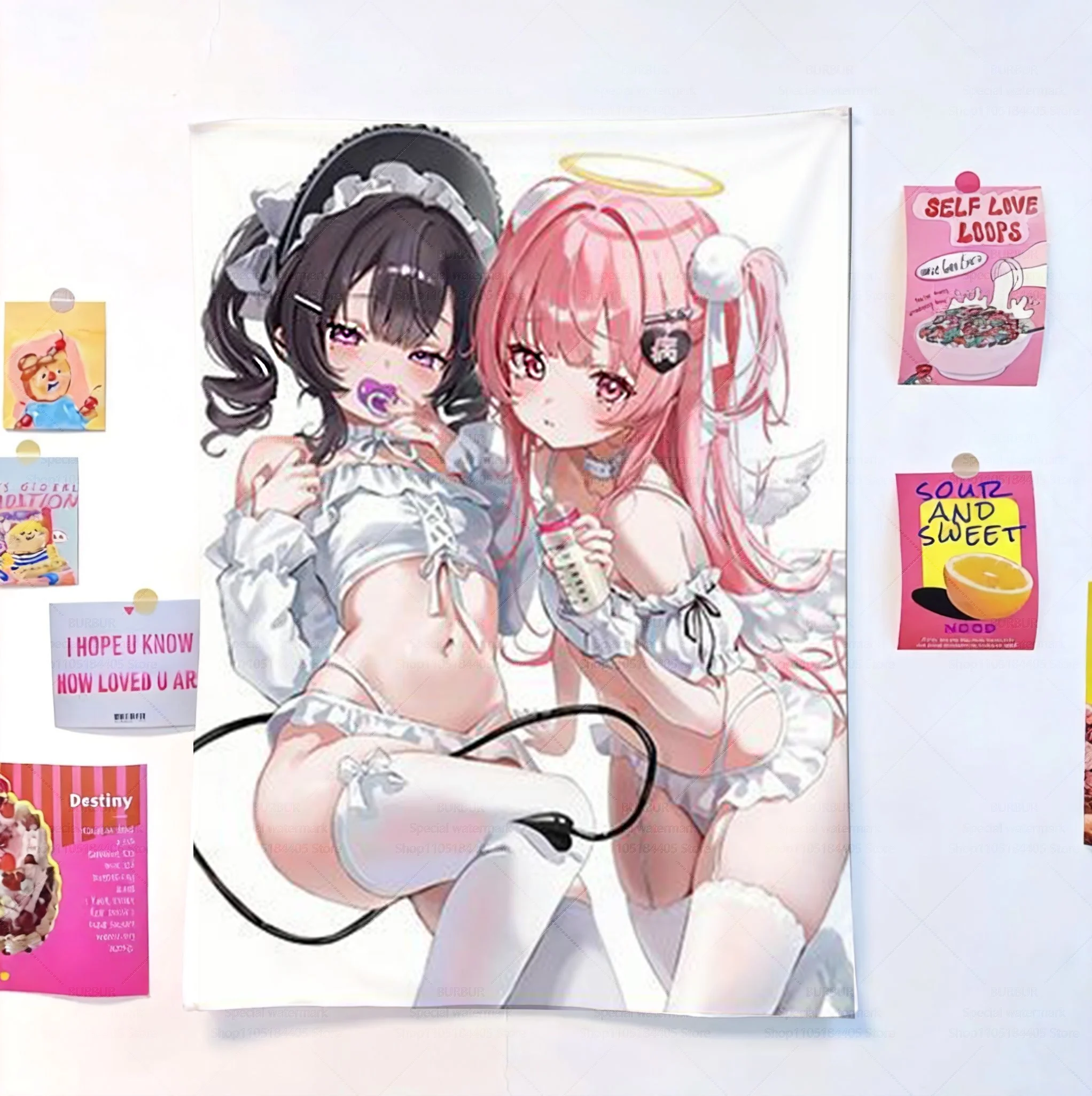High-definition 2D otaku anime female cosplayer wall hanging decoration for a room, suitable as a birthday gift for a friend.