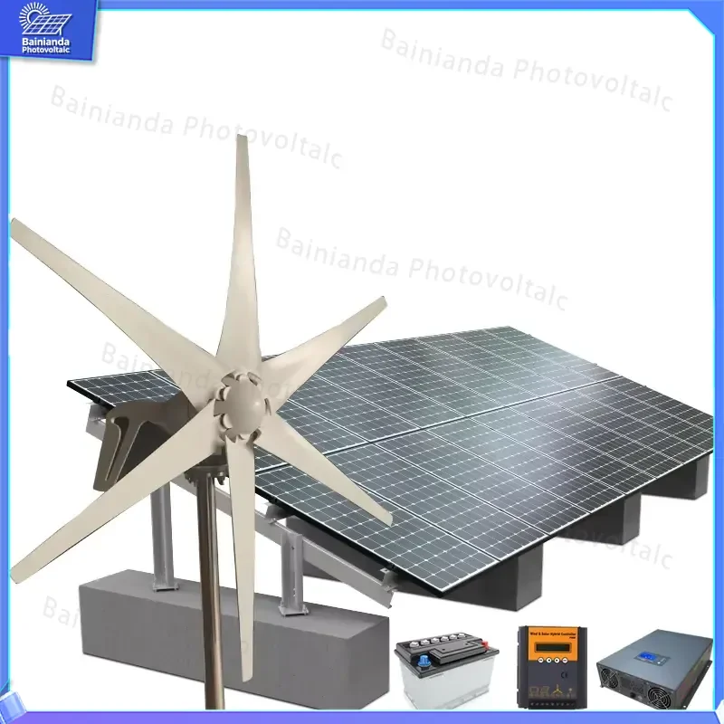 Vertical Wind Turbine Generator Kit MPPT Controller Solar Wind Hybrid System Off Grid Power Supply Home Garden Energy Saving