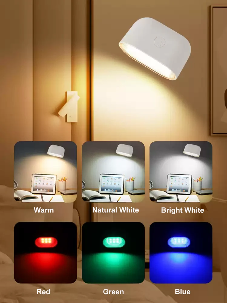 GGbingo Wiederaufladbare LED-Wandleuchte mit Fernbedienung, Akku mit hoher Kapazität, RGB-Farbwechsel, kabellose Wandleuchte, 360° °   Drehbarer Strahler, hochwertige kabellose Wandleuchte,