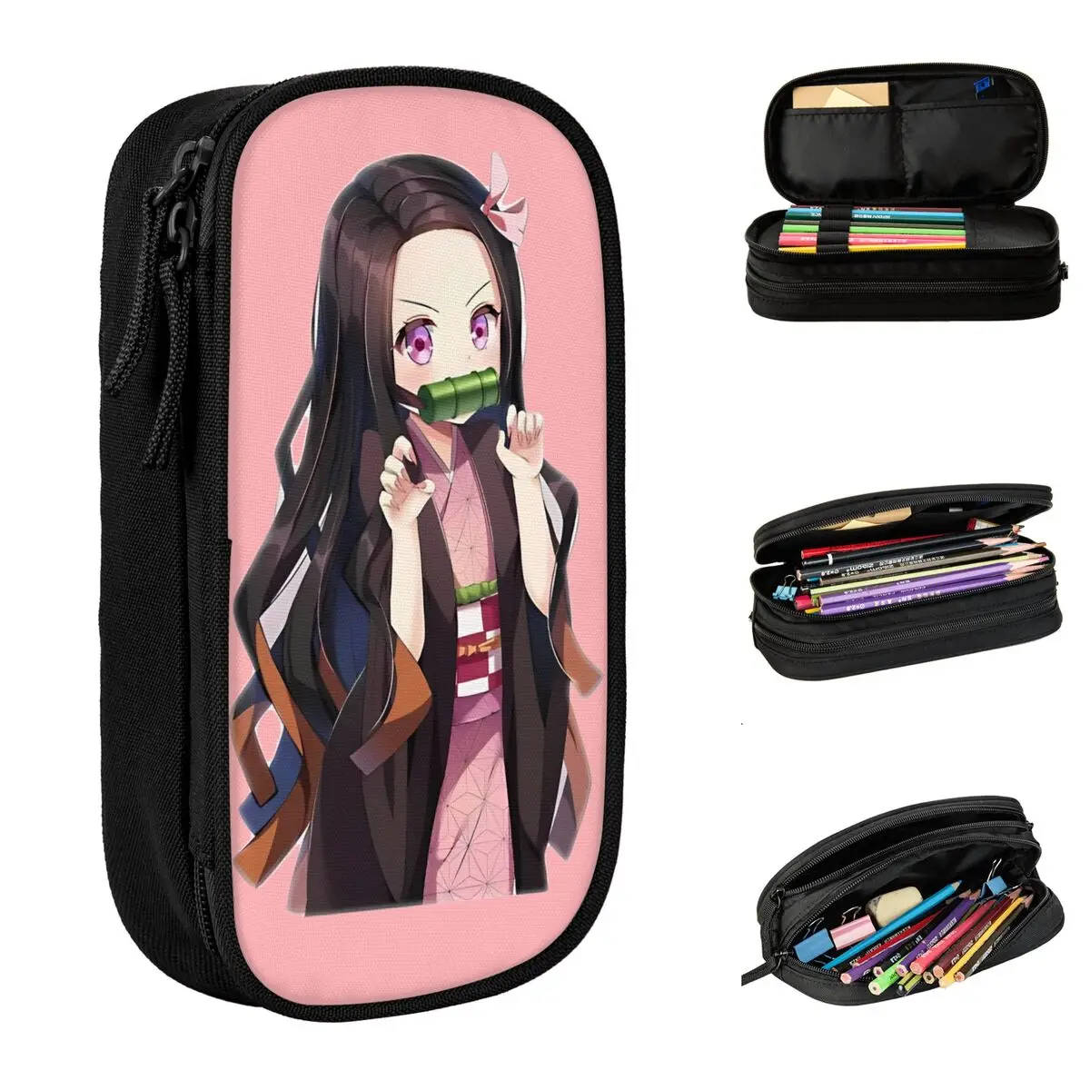 Nizuko Demon Slayers Pencil Case Creative Japanese Anime Pen Box Bags Student Large Storage Students School Cosmetic Pencil Box