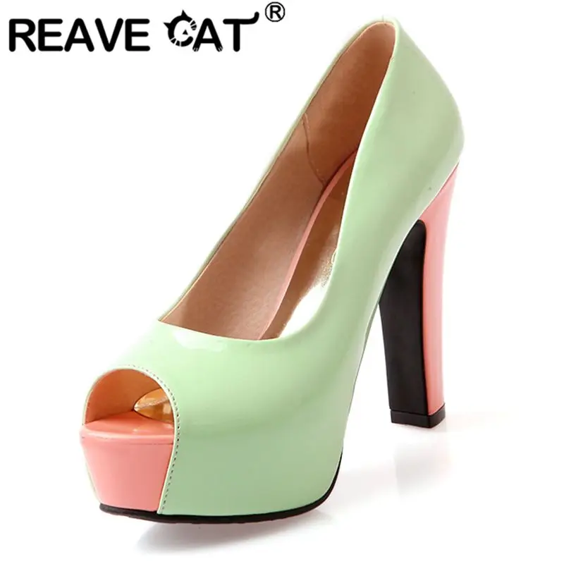 

REAVE CAT Сексуальные женские сандалии с открытым носком на ультравысоком каблуке 12 см на платформе 4 см без шнуровки разноцветные большие размеры 42 43 Туфли для вечеринок и свиданий