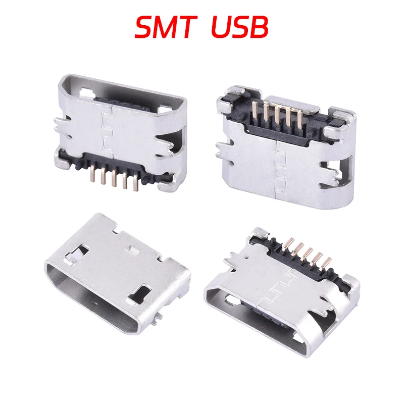 10PCS Micro USB 5Pin connector Micro female base flat port/curling jack PCB repair DIY objects